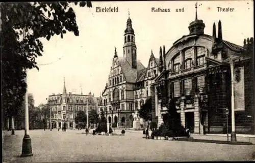 Ak Bielefeld in Nordrhein Westfalen, Rathaus, Theater