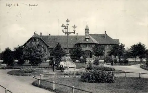 Ak Lage in Lippe, Bahnhof