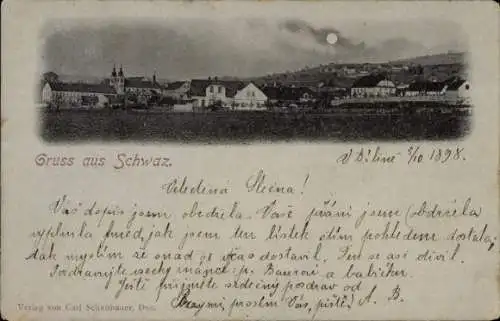 Mondschein Ak Schwaz in Tirol, Gesamtansicht