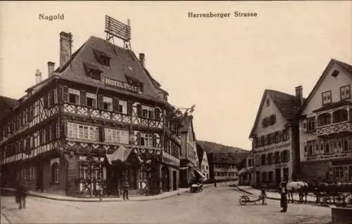 Ak Nagold im Schwarzwald, Herrenberger Straße, Hotel Post