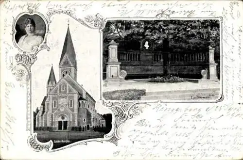 Passepartout Ak Kaliningrad Königsberg Ostpreußen, Luisenwahl, Luisenkirche, Portrait Königin Luise