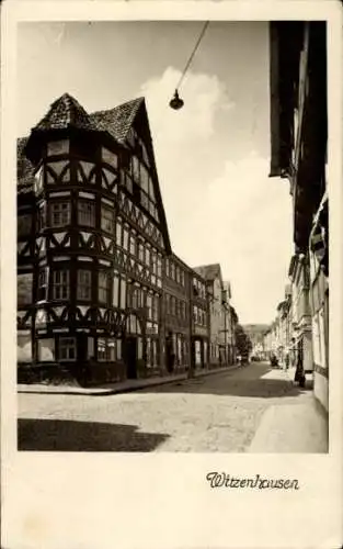 Foto Ak Witzenhausen an der Werra Hessen, Straßenpartie, Fachwerkhäuser