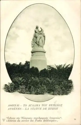Ganzsachen Ak Athen Griechenland, La Statue de Byron