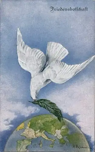 Künstler Ak Friedensbotschaft, Friedenstaube