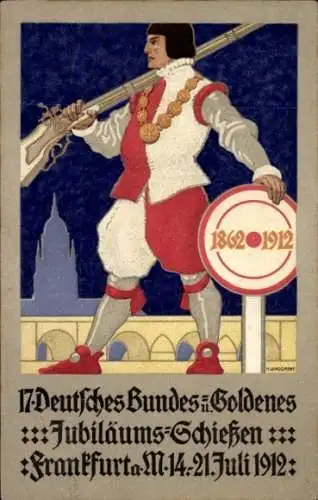 Künstler Ak Frankfurt Main, 17. Deutsches Bundesschiessen 1912, Zielscheibe