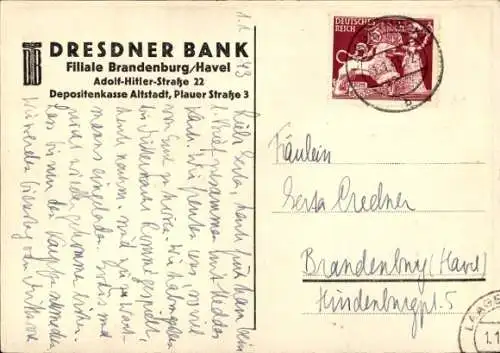 Künstler Ak Dresdner Bank, Filiale Brandenburg an der Havel, Sparkonto, Spardose