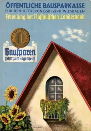 Ak Reklame, Öffentliche Bausparkasse für Regierungsbezirk Wiesbaden, Nassauische Landesbank