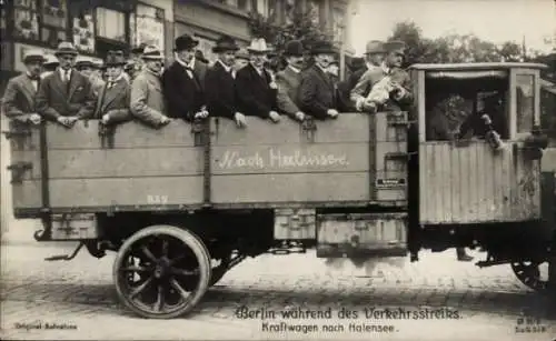 Ak Berlin, Verkehrsstreik 1919, Kraftwagen nach Halensee