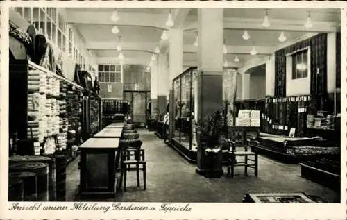 Ak Helmstedt in Niedersachsen, Carl Karutz Spezialhaus für Textilwaren, Abteilung Gardinen, Teppiche