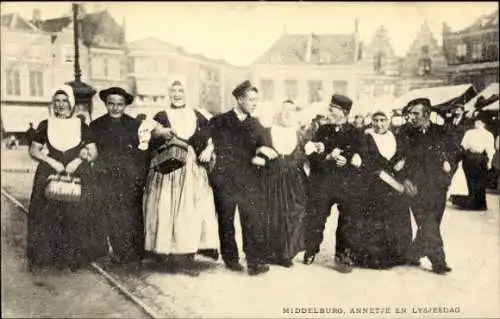 Ak Middelburg Zeeland Niederlande, Annetje en Lysjesdag