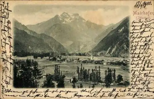 Ak Mairhofen Mayrhofen im Zillertal Tirol, Gesamtansicht, Gebirge