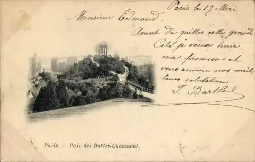 Ak Paris XIX. Buttes Chaumont, Park