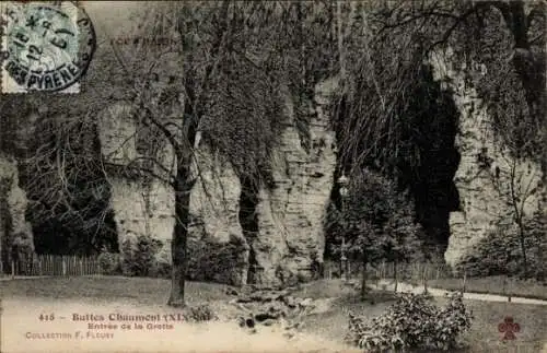 Ak Paris XIX. Buttes Chaumont, Eingang zur Höhle