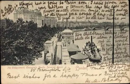 Ak London City England, Embankment, Cleopatra's Needle, Somerset House