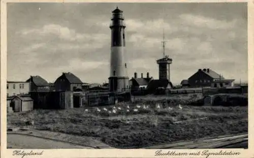 Ak Helgoland, Leuchtturm mit Signalstation