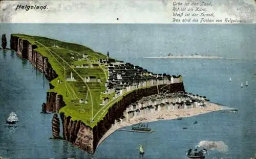 Ak Nordseeinsel Helgoland, Insel aus der Vogelschau