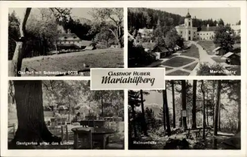 Ak Mariahilfberg Gutenstein in Niederösterreich, Gasthof Huber, Schneeberg, Garten, Raimundsitz