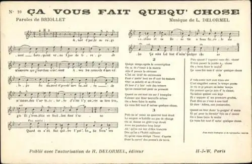 Lied Ak Ca Vous Fait Quequ' Chose, Briollet, Musik de L. Delormel