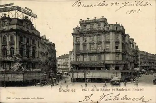 Ak Bruxelles Brüssel, Place de la Bourse, Boulevard Anspach