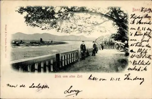 Ak Bonn am Rhein, Blick vom alten Zoll, Kanone