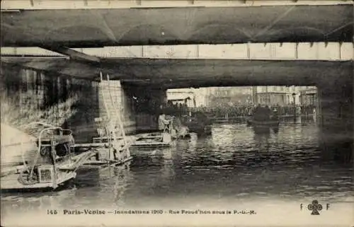 Ak Paris XII Reuilly, Rue Proudhon, Die Seine-Überschwemmung von 1910