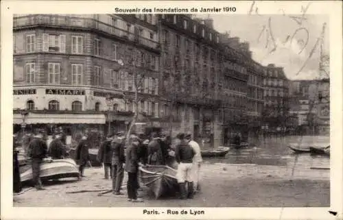 Ak Paris XII, rue de Lyon, Überschwemmungen 1910
