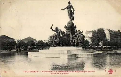 Ak Paris XII, Place de la Nation, Denkmal des Triumphs der Republik