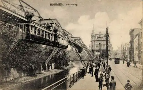 Ak Barmen Wuppertal, Neuerweg, Schwebebahn