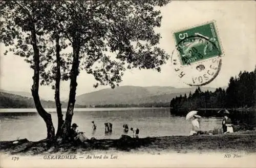 Ak Gérardmer Lothringen Vosges, Au bord du Lac