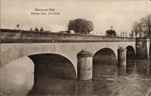 Ak Berry au Bac Aisne, Brücke über die Aisne