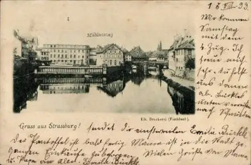 Ak Strasbourg Straßburg Elsass Bas Rhin, Mühlensteg