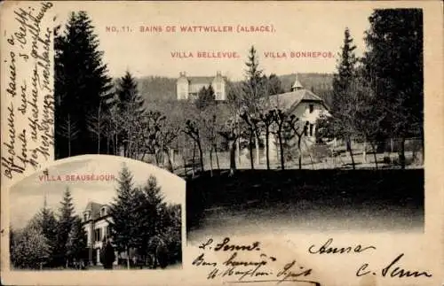 Ak Wattwiller Wattweiler Elsass Haut Rhin, Villa Beausejour, Villa Bellevue, Villa Bonrepos