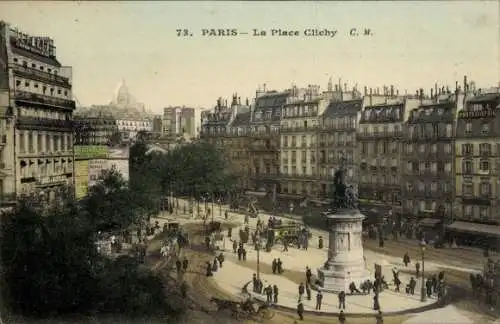 Ak Paris XVII., Place Clichy, Denkmal