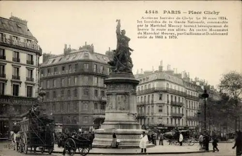 Ak Paris XVII., Place Clichy, Denkmal