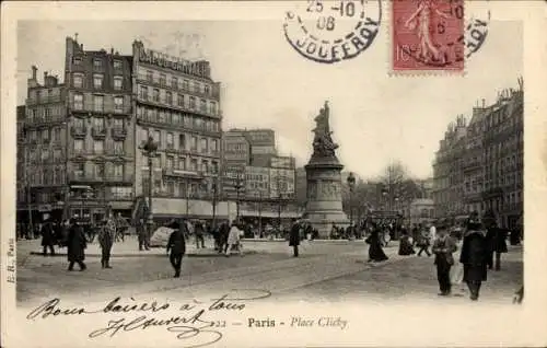 Ak Paris XVII., Place Clichy, Denkmal