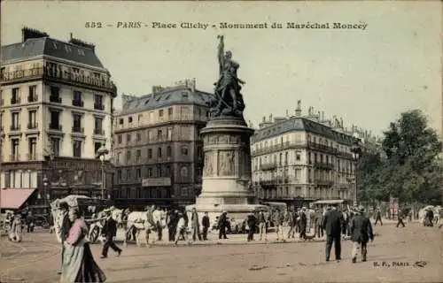Ak Paris XVII., Place Clichy, Denkmal Marechal Moncey, Belle Jardiniere