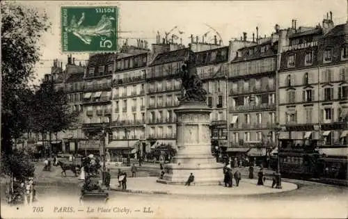 Ak Paris XVII., Place Clichy, Denkmal