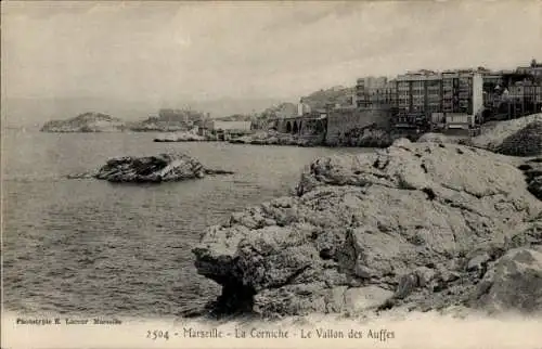 Ak Marseille Bouches du Rhône, La Corniche, Le Vallon des Auffes