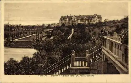 Ak Bochum im Ruhrgebiet, Neuer Stadtpark, St. Josefshospital, Treppe