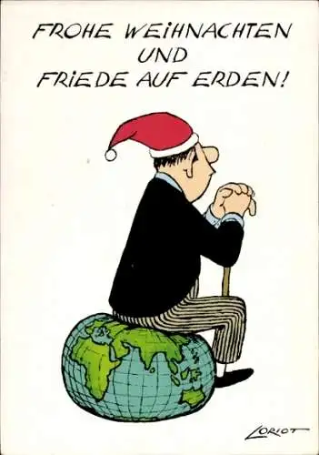 Künstler Ak Loriot, Frohe Weihnachten, Friede auf Erden