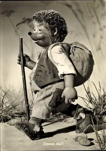 Ak Mecki der Igel, Komm mit, Wanderstock, Rucksack
