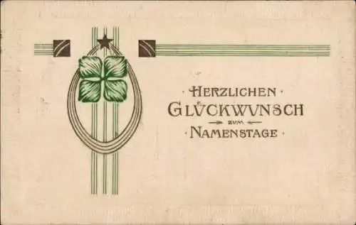 Präge Ak Glückwunsch Namenstag, Kleeblatt
