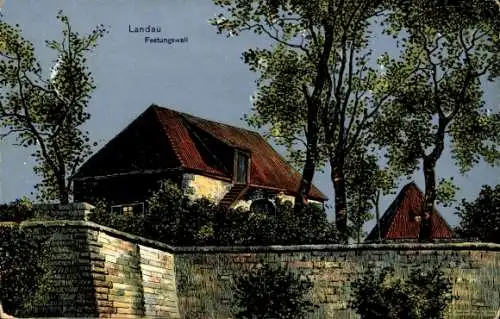 Ak Landau in der Pfalz, Festungswall