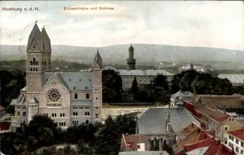 Ak Bad Homburg vor der Höhe Hessen, Erlöserkirche, Schloss