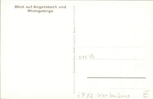 Künstler Ak Angersbach Wartenberg in Hessen, Landschaftspanorama