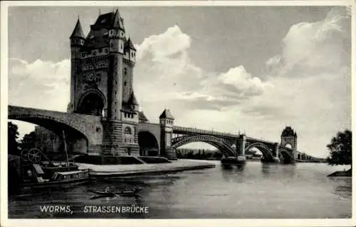 Ak Worms am Rhein, Strassenbrücke