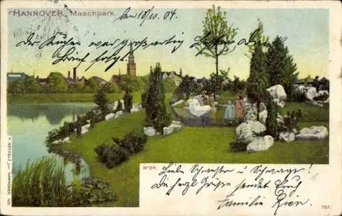 Ak Hannover Maschsee, Partie im Maschpark, Familie