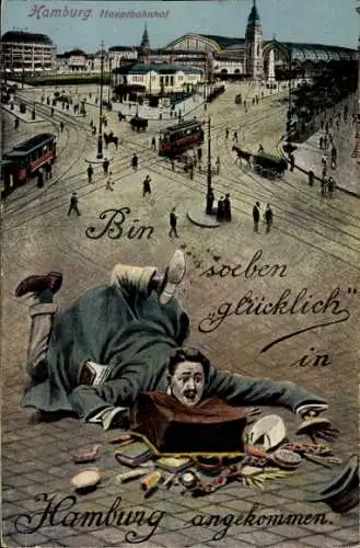 Ak Hamburg Mitte Sankt Georg, Hauptbahnhof, Straßenbahn,