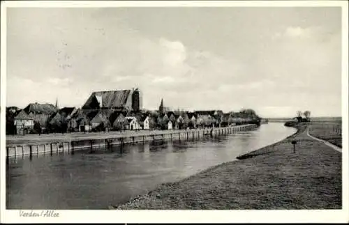 Ak Verden an der Aller, Teilansicht, Wasserstraße