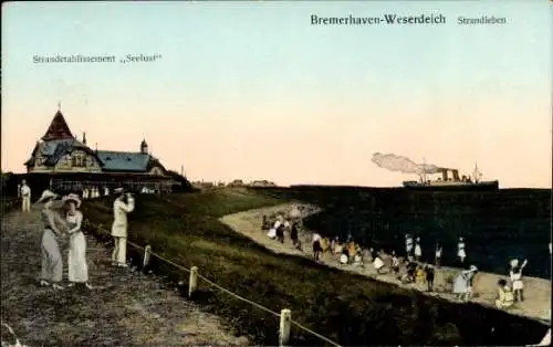 Ak Bremerhaven, Weserdeich, Strandetablissement Seelust